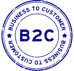 Sticker - Grunge blue b2c business to consumer word round rubber seal stamp on white background