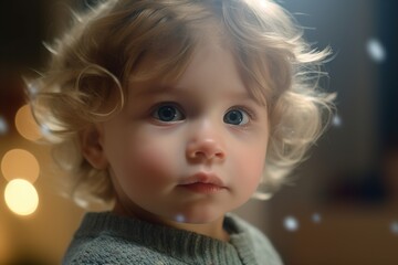 Poster - close-up portrait of curly baby