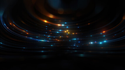 Poster - abstract background with glowing blue and orange lights, curved light streaks. abstract glowing ligh
