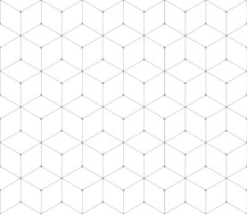 Wall Mural - Vector seamless cubic hexagon pattern. Abstract geometric low poly background. Stylish grid texture connect the dots.