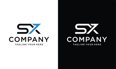Wall Mural - SX letter logo Template. Vector format, available for editing. on a black and white background.