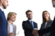 © ty - Business people shaking hands, finishing up a meeting on a transparent background