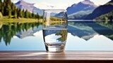 Fototapeta Miasto - Pure water in glass on table