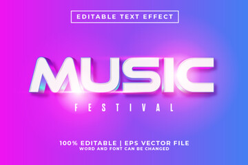 Music Festival 3d Editable Text Effect Cartoon Style Premium Vector