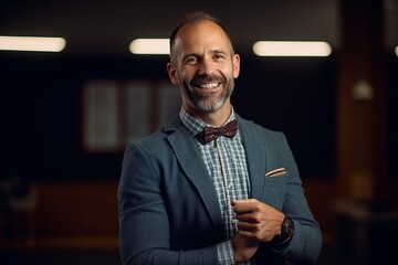 Wall Mural - Portrait of a handsome mature man in a suit and bow tie