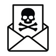 Malicious phishing email mail or death threat line art vector icon for apps and websites
