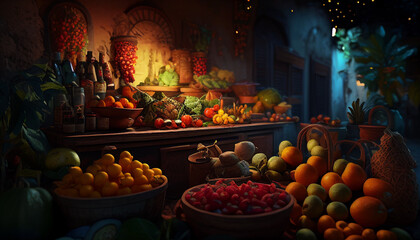 Fresh, Colorful Greengrocer Stall
