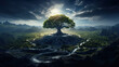 Epic Yggdrasil world tree, beautiful landscape, fantasy wallpaper, background