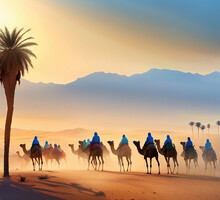  Camels In The Desert - African Tribes & (Arab) Nomads - Created With Generative AI Technology