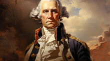 George Washington Portrait In Oil Paint Style. Generative AI.