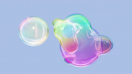 Aufkleber - Transforming liquid blobs in a metaball animation. 3D Abstract Colorful Metaballs in the background. beautiful iridescent hues. 4-K Ultra HD. a seamless, looped 3D animation  