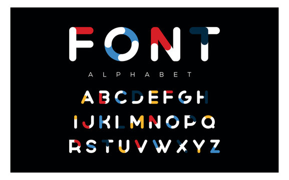 Modern abstract digital alphabet font. Minimal technology typography, Creative urban sport fashion futuristic font and with numbers. vector illustration