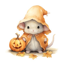 Cute Rat Halloween Watercolor