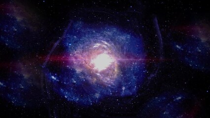 Wall Mural - 4k abstract blue 3d galaxy nebula space universe panorama, cosmic deep space travel background. star