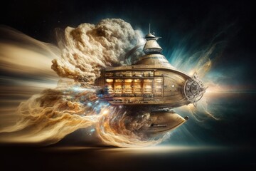 Wall Mural - Fantasy alien spaceship in space