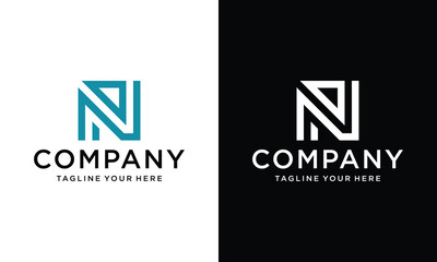 Wall Mural - Initial letter N monogram logo design vector on a black and white background.