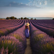 Girl in lavender fields of Provence in South France