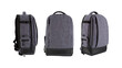 © Carterson - Grey laptop backpack with different angles isolated on white background.