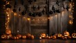 Halloween decorations with light and bokeh background. Halloween theme. generative ai. 