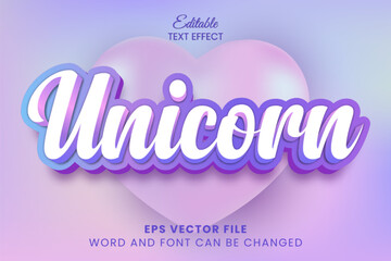 unicorn 3d editable vector text effect