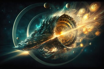 Wall Mural - Background design of futuristic technology in the form of a spaceship for various projects such as science, music, art