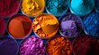 Colorful paint powders pigments, complementary colors background