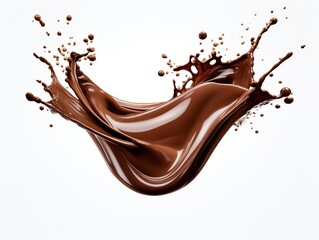 Wall Mural - Huge Chocolate Splash on a White Background.