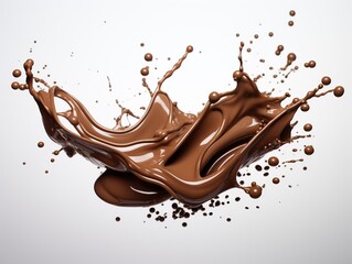 Wall Mural - Huge Chocolate Splash on a White Background.