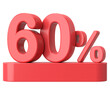 3D sixty percent sale. 60% sale. Sale decoration.