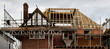 Europe, UK, England, Surrey, scaffolding house roof renovation