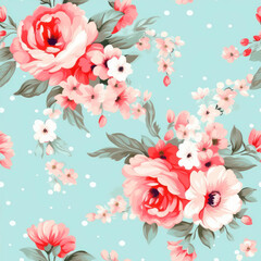 Poster - Seamless pattern with watercolor flowers. Hand-drawn illustration.