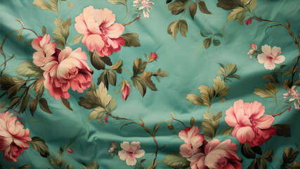 Poster - Vintage floral background with roses, peonies and daisies