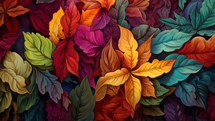 Poster - Colorful autumn leaves background. Vector illustration for your graphic design.