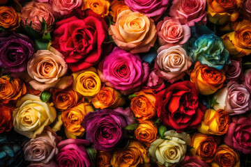Wall Mural - Flowers. Colorful roses background