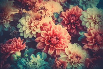 Wall Mural - Beautiful floral background for greeting or postcard. toning