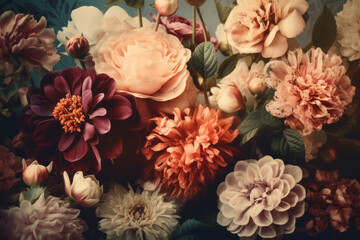 Wall Mural - Beautiful floral background for greeting or postcard. toning
