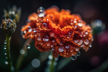 Wall Mural - Flower with dew dop - beautiful macro photography with abstract bokeh background 