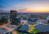 Fototapeta Kwiaty - Katowice, Poland - Aerial cityscape with modern building and famous Arena