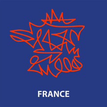 Abstract Stroke Map Of France For Rugby Tournament.