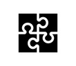 Jigsaw puzzle icon. Black puzzle game icon. Autism symbol.