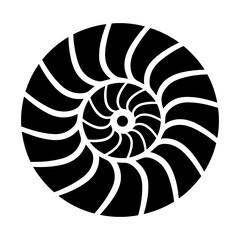 Poster - ammonite fossil spiral shell abstract logo black silhouette svg vector