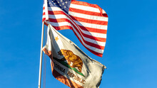 US And California State Flag