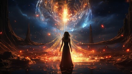 Wall Mural - cosmic dance, digital art illustration