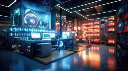 Wall Mural - Interior of modern tech store and gadget