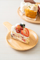 Canvas Print - strawberry fresh cream cake on plate