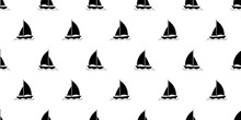 Black White Sailing Boat Seamless Pattern