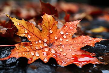 wet leaves on the sidewalk