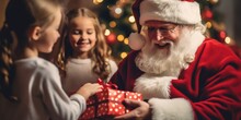 Santa Claus Giving Christmas Gifts 