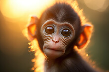 Cute Monkey Child Closeup Portrait