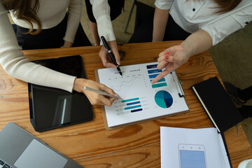 Leinwandbilder - Group of creative young woman working together in the office